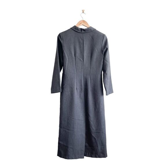 Pariscope Womens Maxi Collared Jacket Coat Long Sleeve Button Gray Size 3 - Picture 2 of 7